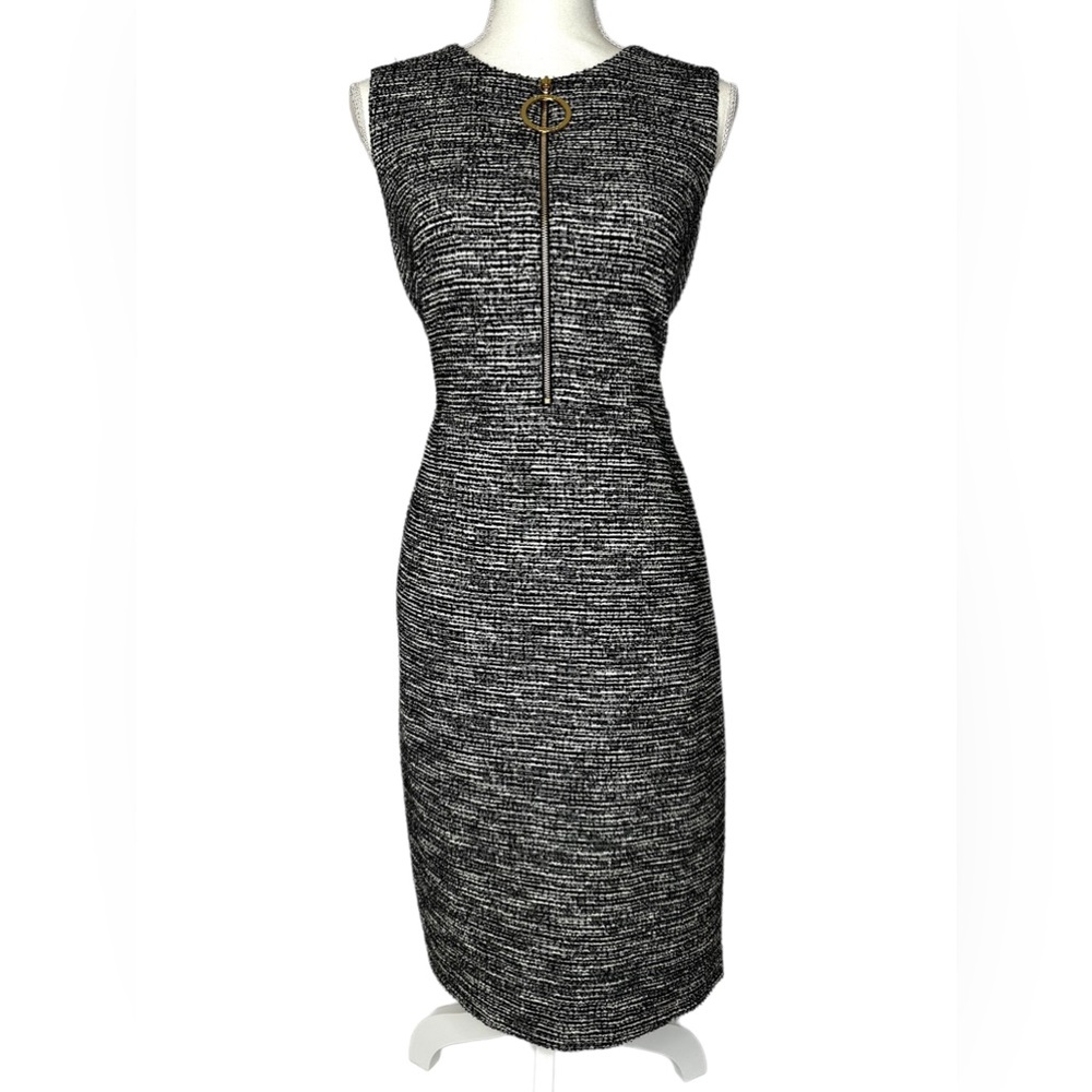 Calvin Klein Black White Zip Front Dress
